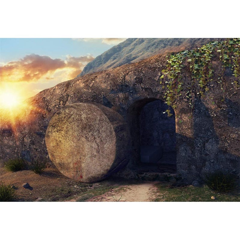 Leowefowa 10x8ft Resurrection of Jesus Backdrop Sunrise Jesus Tomb Remote Holy Light Vinyl Easter Background Rebirth of Jesus Bible Story Church Sanctuary Decor Christian Backdrop Church Muralâ€¦ - Image 4